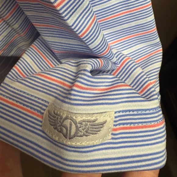 STRAIGHT DOWN Men’s Luxury Golf Polo Shirt SZ XXL Blue White Micro Stripe NWOT - Picture 15 of 15